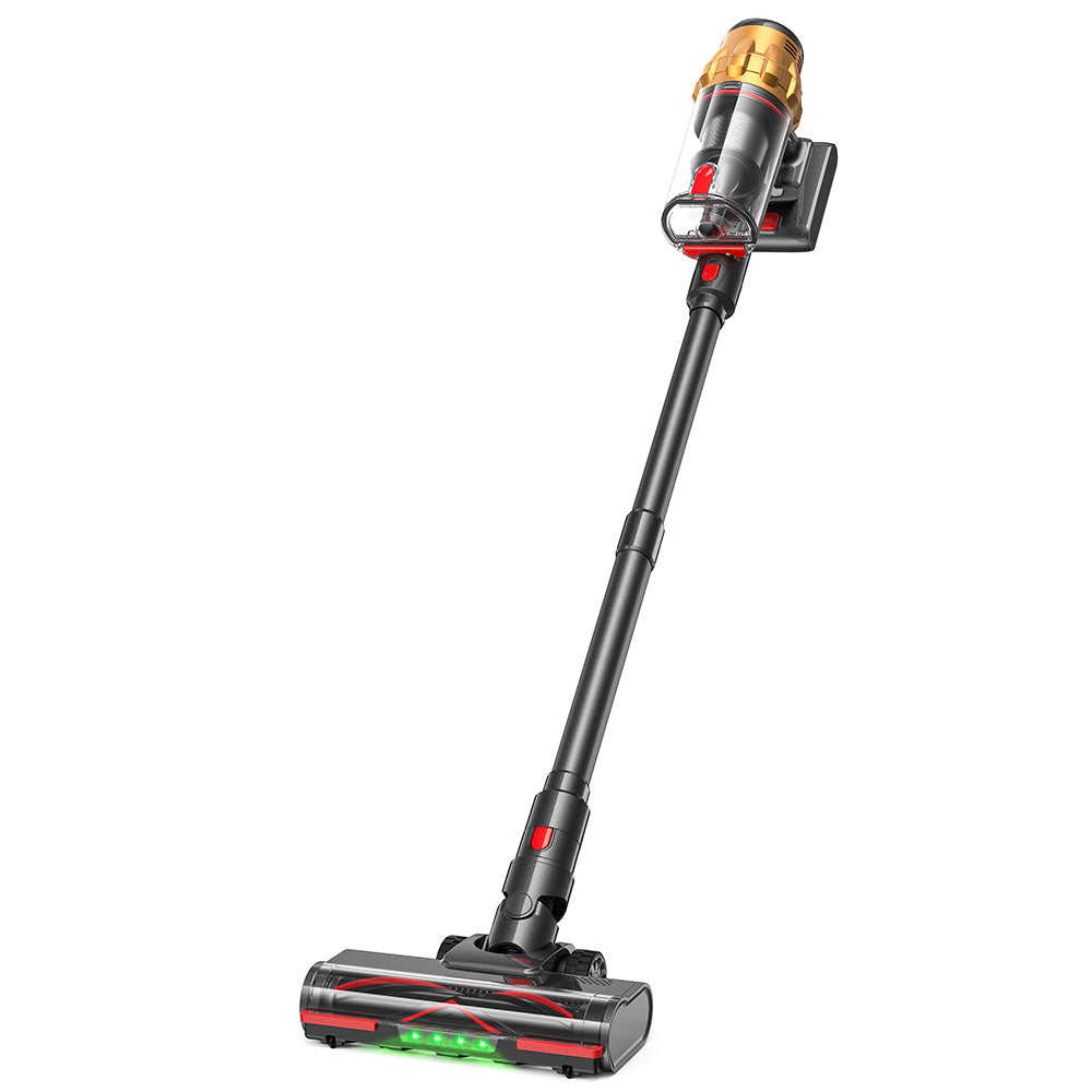 Lubluelu G11 Aspirateur balai sans fil avec puissance d’aspiration 45kPa avec brosse anti enchevêtrement, tête LED verte améliorée et 12 accessoires inclus - 43 x 30,2 x 19,5 cm / 3,5 kg