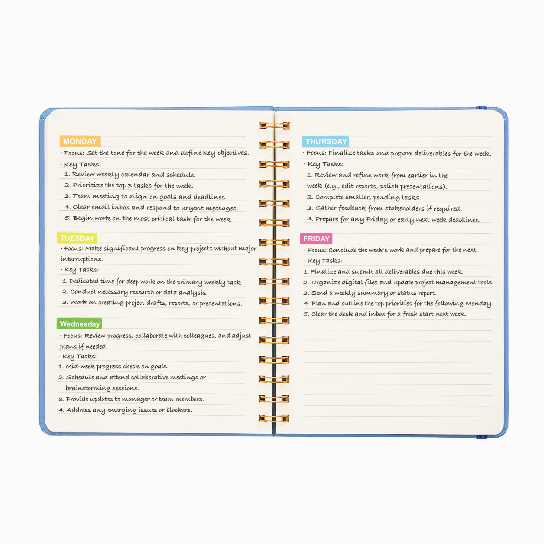 Jubiluu Carnet ligné A5 à spirales et couverture rigide - 96 feuilles (papier offset 100 g), avec bande élastique - Journal ligné crème classique pour écriture, école