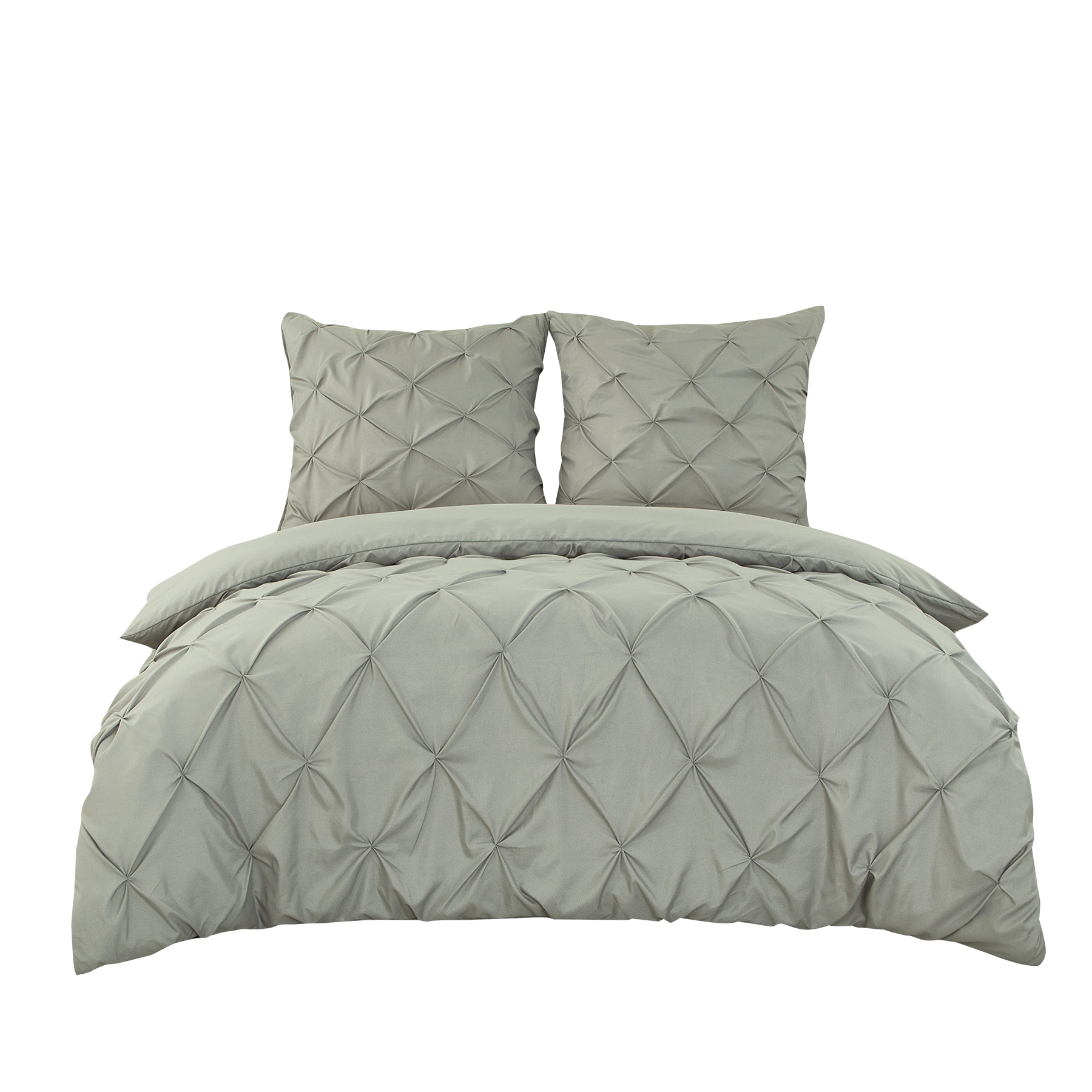 Ensemble housse de couette et taies d'oreiller, gris, effet plissé et brossé, 200 x 220 cm + 80 x 80 cm x 2