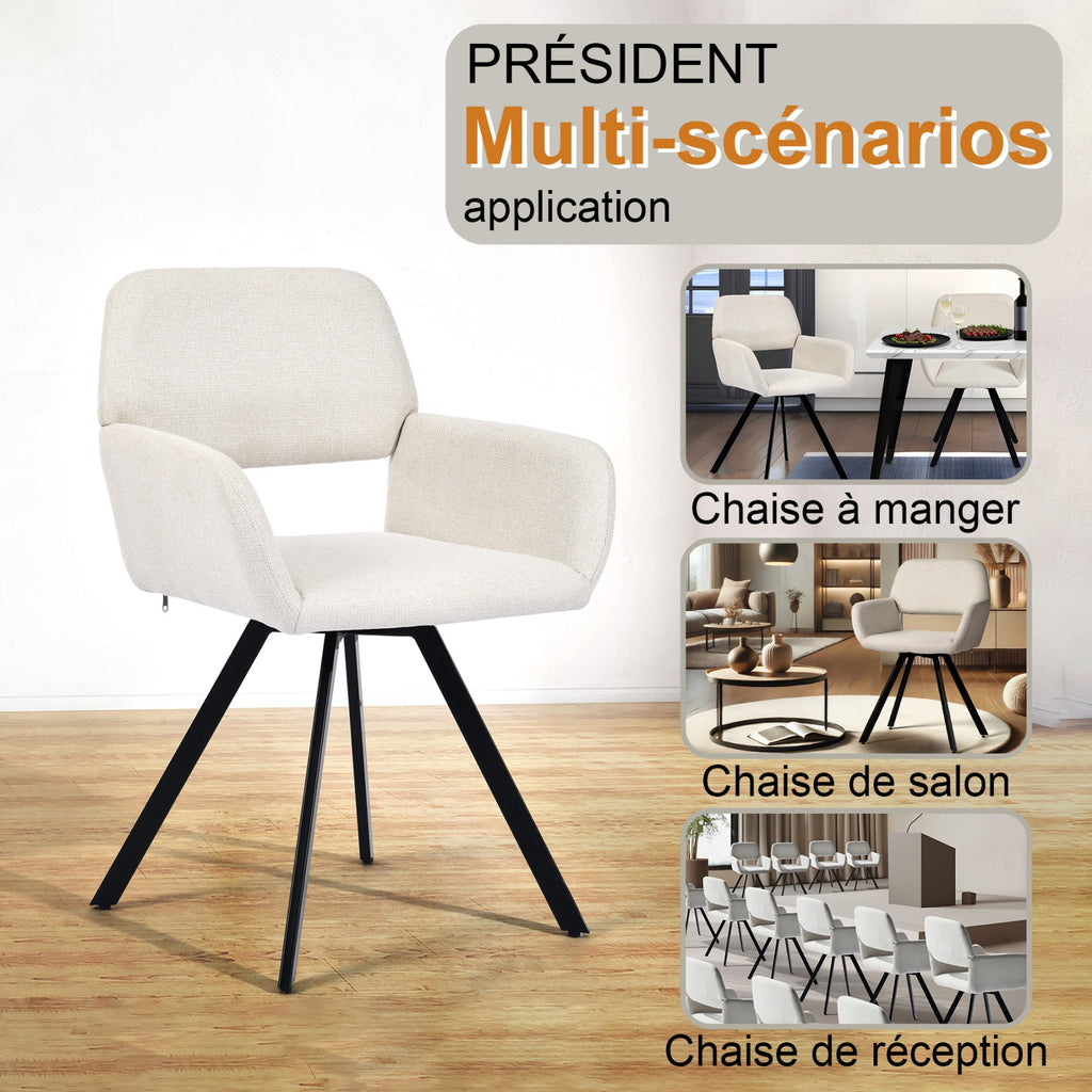 URBAN MEUBLE Chaise de salle à manger CALIFORNIA - Beige (Lot de 2)