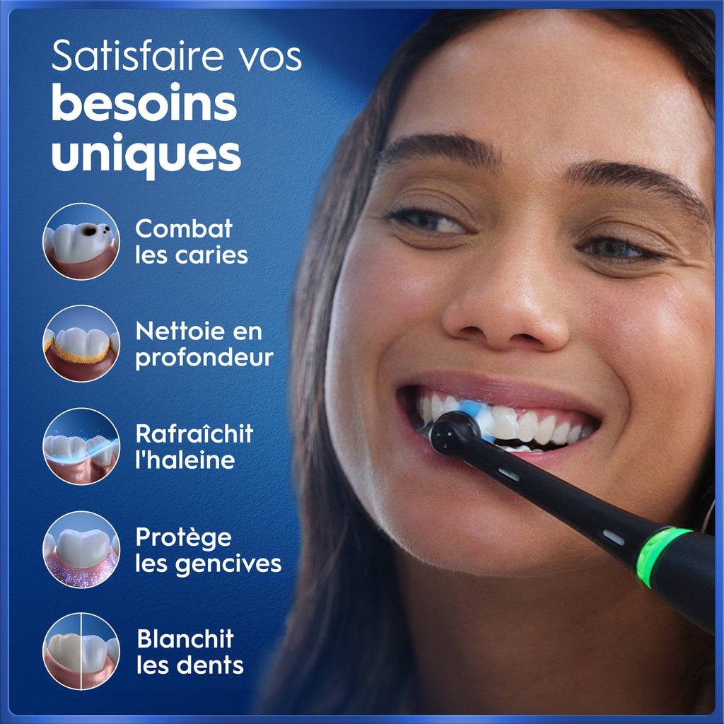 Oral-B iO 5 Lot de 2 brosses à dents électriques noir et blanc, 2 têtes de brosse