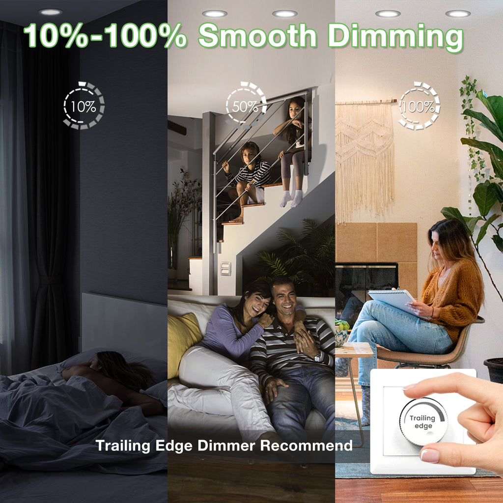 ALIPODLAX Spot encastré LED ultra-plat à intensité variable, IP65, 230 V, 7 W, Noir, Blanc chaud/neutre/froid