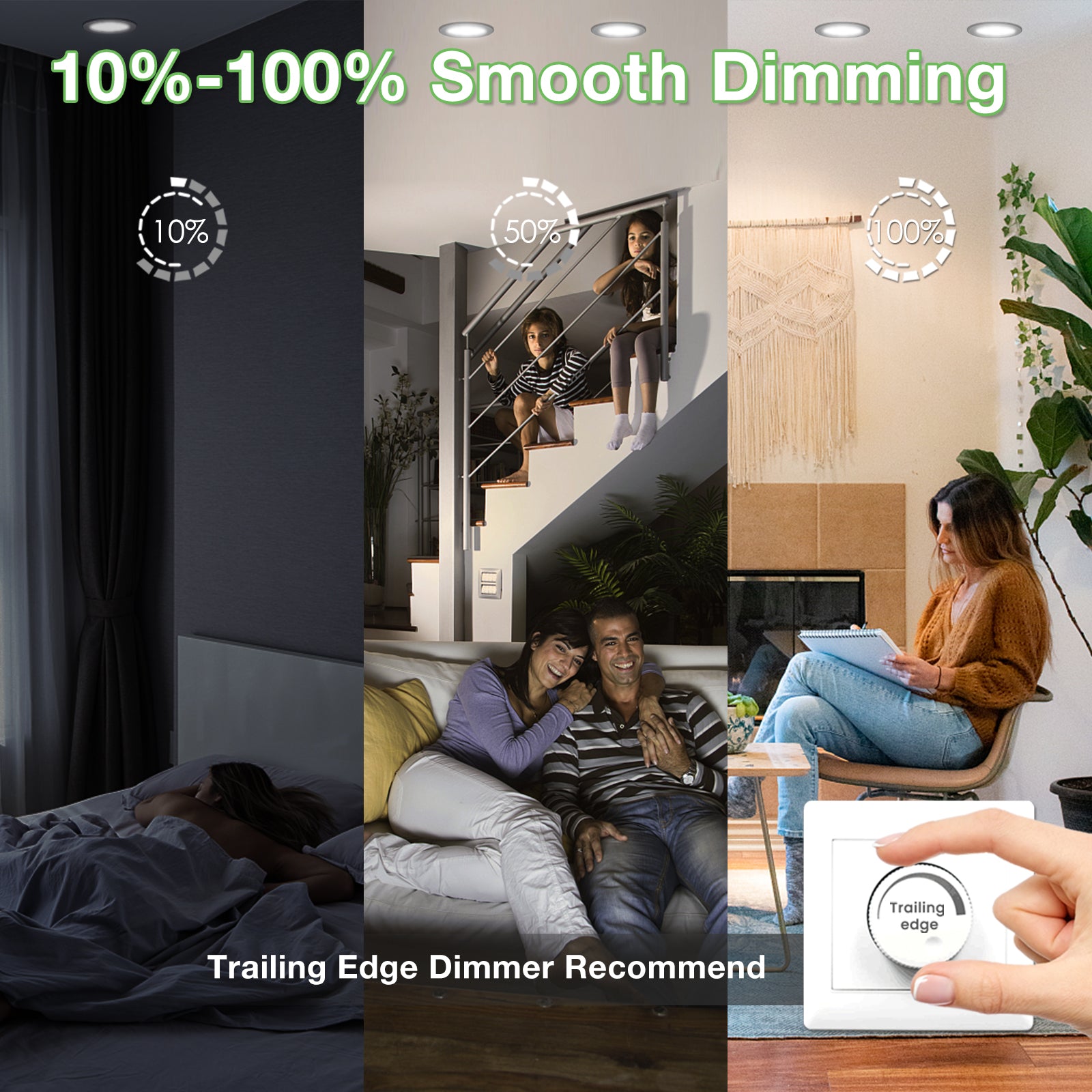 ALIPODLAX Spot encastré LED ultra-plat à intensité variable, IP65, 230 V, 7 W, Noir, Blanc chaud/neutre/froid