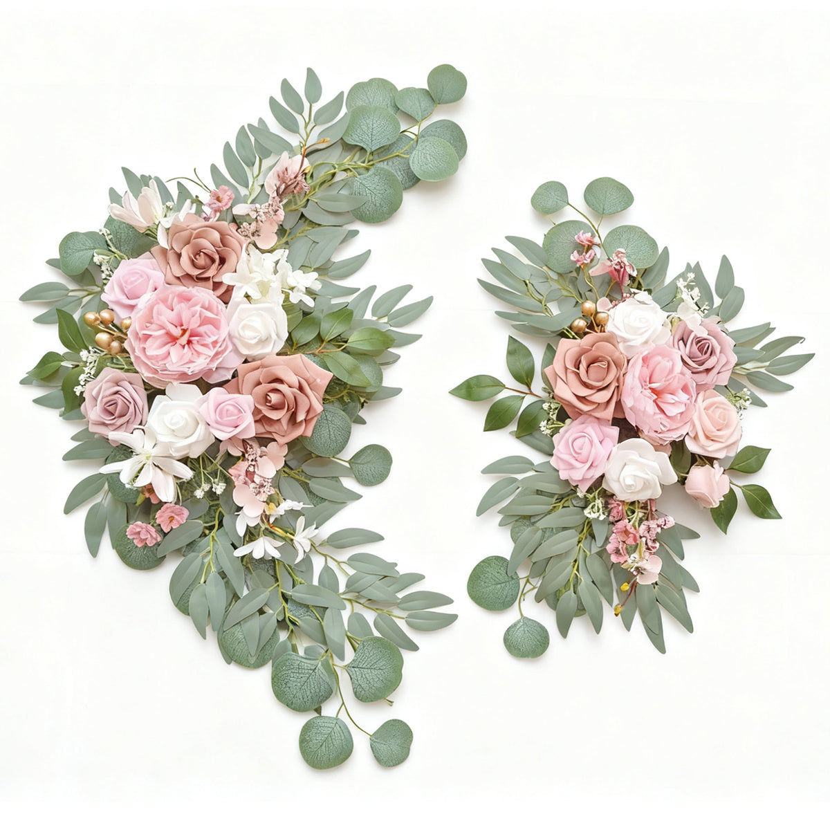 Wei's moment Petites Fleurs d'Arche de Mariage (Lot de 2), Fleurs Artificielles de Rose Poudrée pour Décorations de Panneaux de Bienvenue de Mariage et Fleur d'Arche pour Cérémonie de