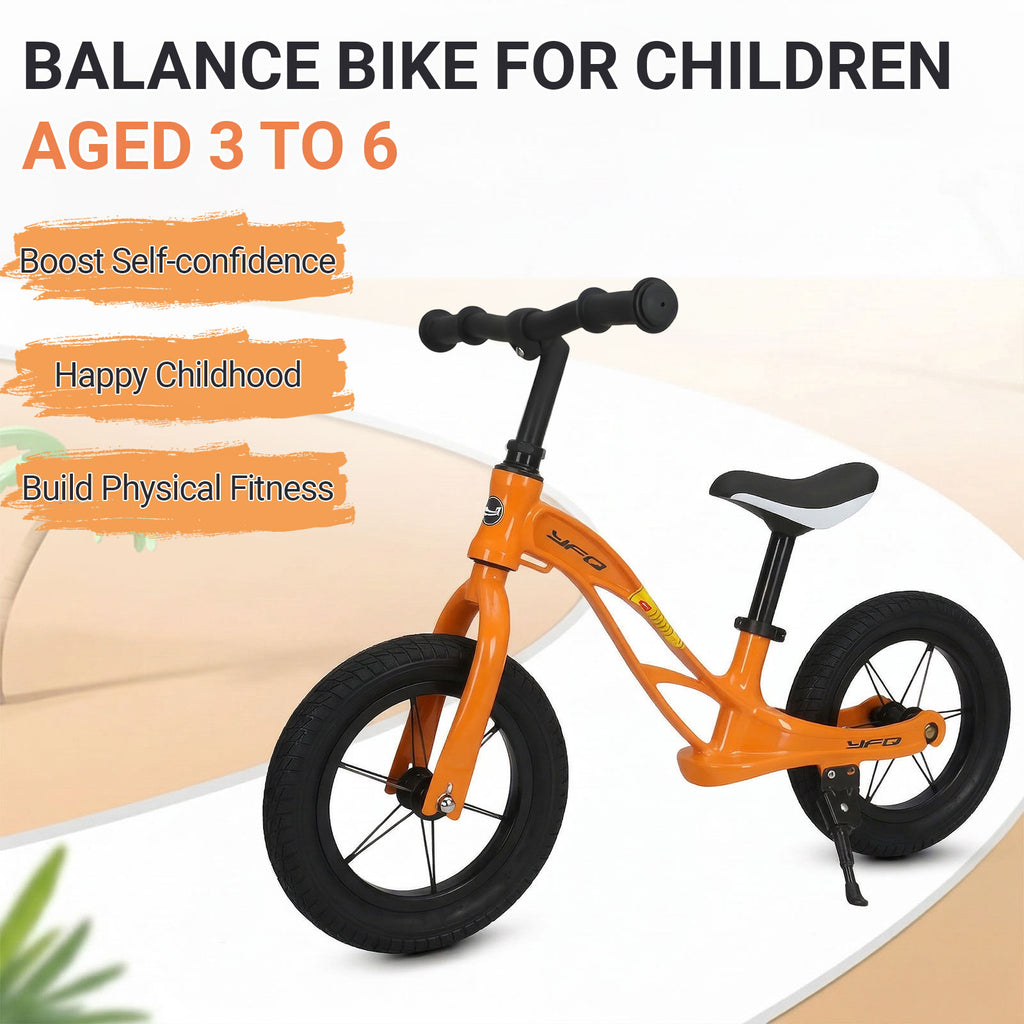 Neuleb Draisienne pour tout-petits, vélo d’apprentissage léger sans pédales avec selle réglable, pneus sans air et béquille, premier vélo pour enfants de 3 à 6 ans, parfait pour apprendre à rouler, Orange