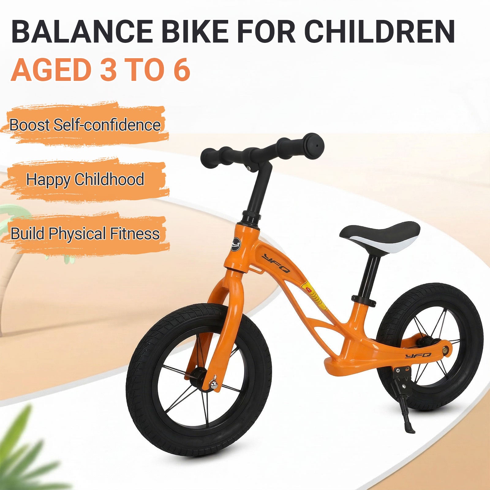 Neuleb Draisienne pour tout-petits, vélo d’apprentissage léger sans pédales avec selle réglable, pneus sans air et béquille, premier vélo pour enfants de 3 à 6 ans, parfait pour apprendre à rouler, Orange