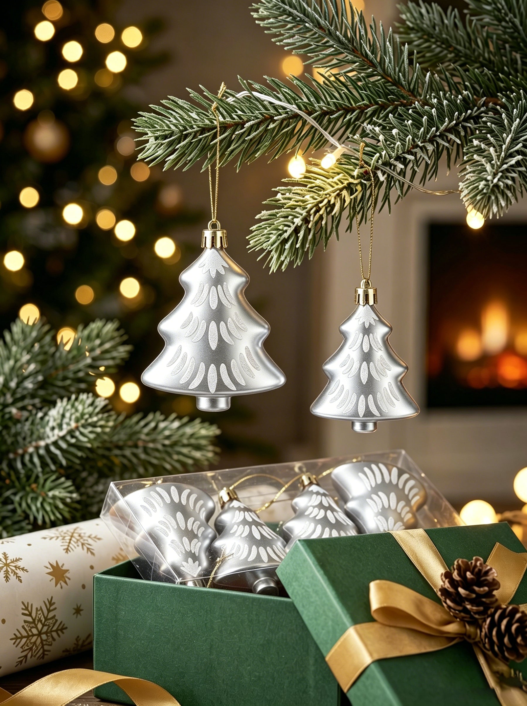 JU7CER 6 Décoration de sapin de Noël, utilisée pour la décoration du sapin de Noël, ensembles de décoration de Noël, boules de Noël à suspendre, convient pour les sapins de Noël