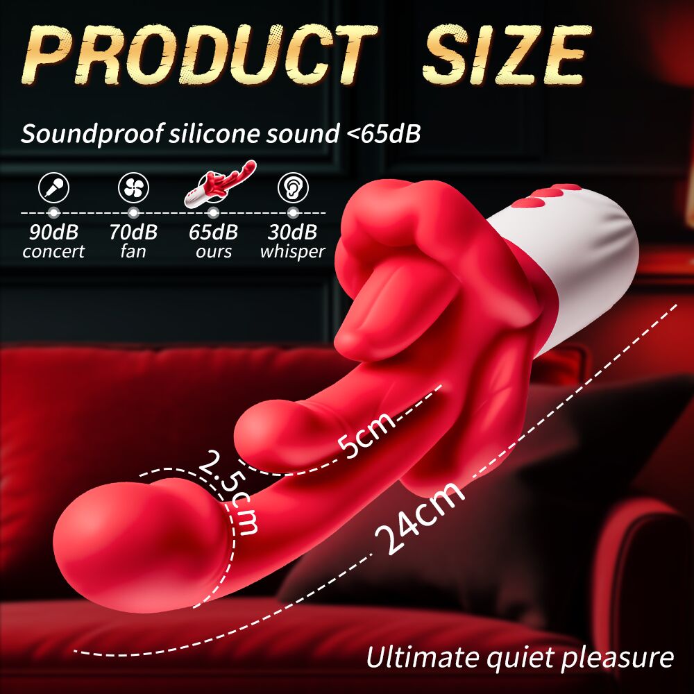 AAV 3-in-1 Zungen-Vibrator Sexspielzeug für Frauen, 23,1 cm, 1 Stück, Rot-Weiß, mit 10 Zungen-Leck-Modi, 5 Schwing-Modi & Heizfunktion, IPX6 wasserdicht, leise & wiederaufladbar