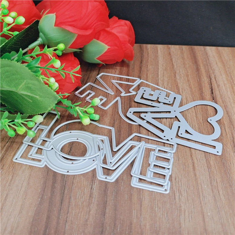 Fête des Amoureux Fait avec Amour Dies en Métal, pour DIY Album de Scrapbooking Dies de Papier Gaufré Décoratif pour Fabrication de Cartes, Amour