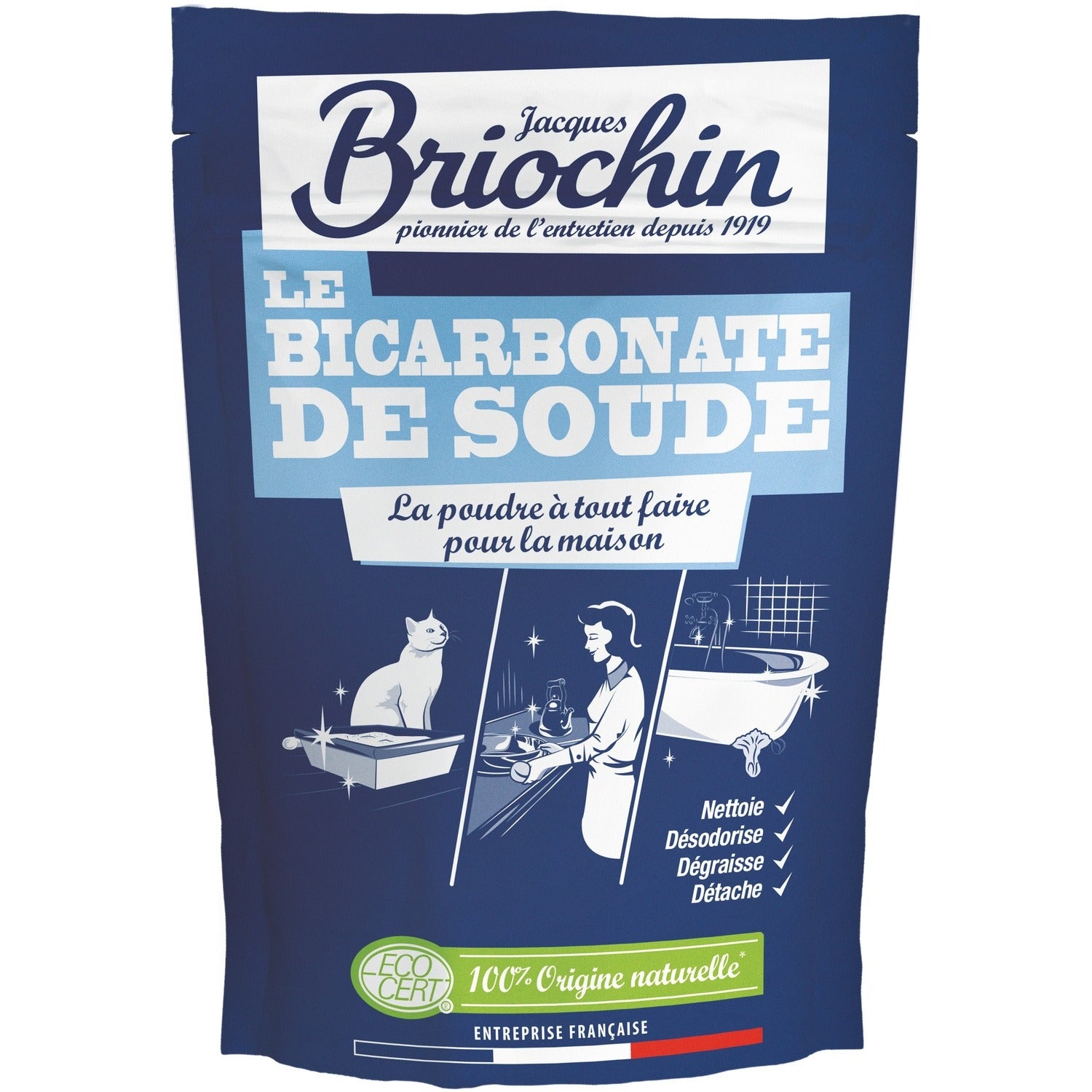 JACQUES BRIOCHIN Bicarbonate de soude nettoyant multi-usages désodorisant et dégraissant 450 g