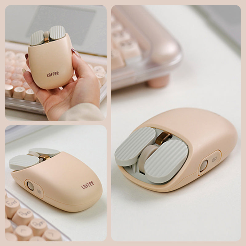 lofree Wavy Chips souris Bluetooth – Connexion bi-mode (Bluetooth / 2,4G), DPI réglable 5 niveaux, Batterie 800 mAh, Couleur thé au lait, EP115