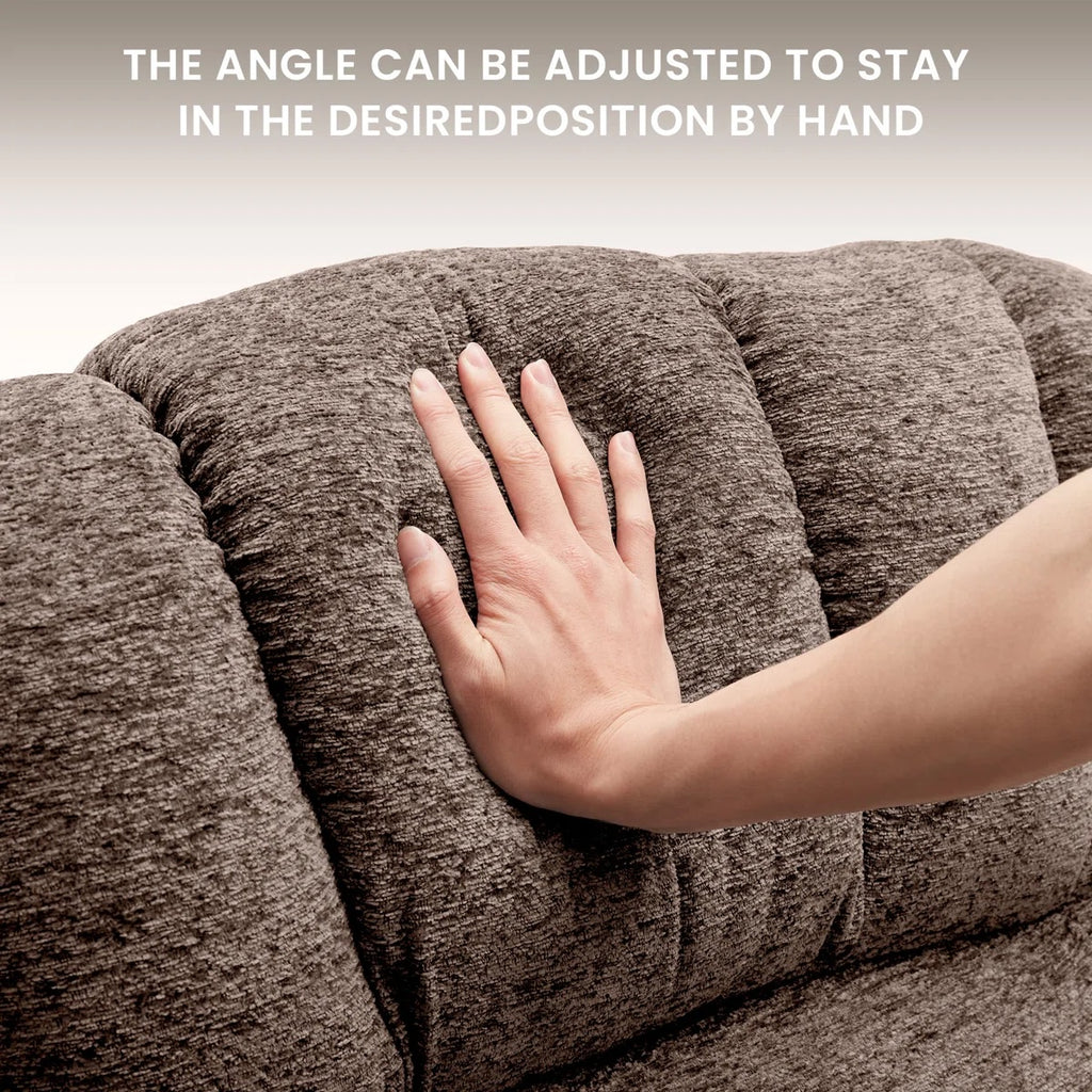 HONEYOU Fauteuil relax pivotant surdimensionné avec cadre OKIN, fauteuil à bascule coulissant 360°, fauteuil relax manuel très rembourré pour salon et chambre, Marron