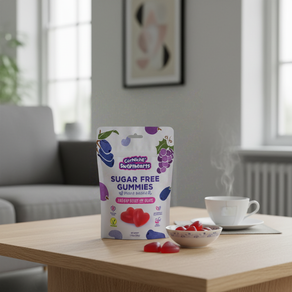 Corniche Sweethearts bonbons gélifiés sans sucre - baie de Haskap et raisin - 50 g