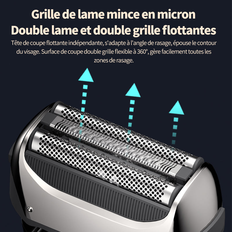 Sparoma Rasoir Électrique pour Hommes – Lames Doubles Flottantes, Affichage Numérique, Rasage à Sec & Humide, Recharge Type-C, Moteur Intelligent, Étanchéité IPX6, FK-608