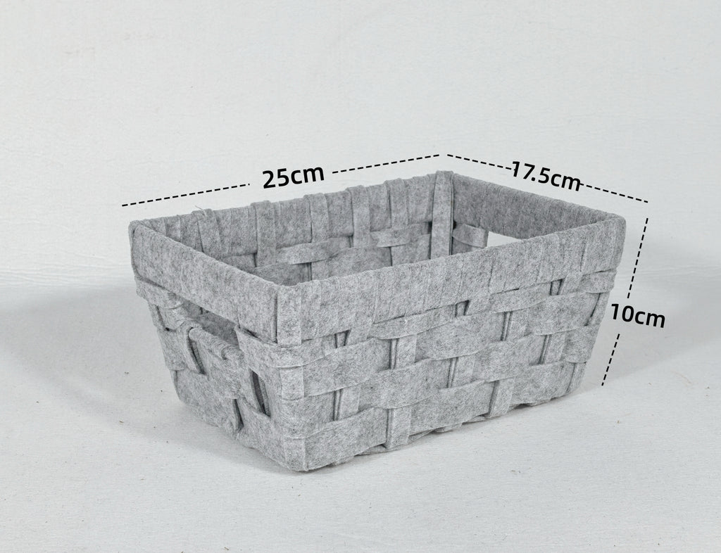 KEVAHOME Lot de 2 paniers de rangement tissés en feutre de laine, petit format, gris clair, 25 x 17,5 x 10 cm