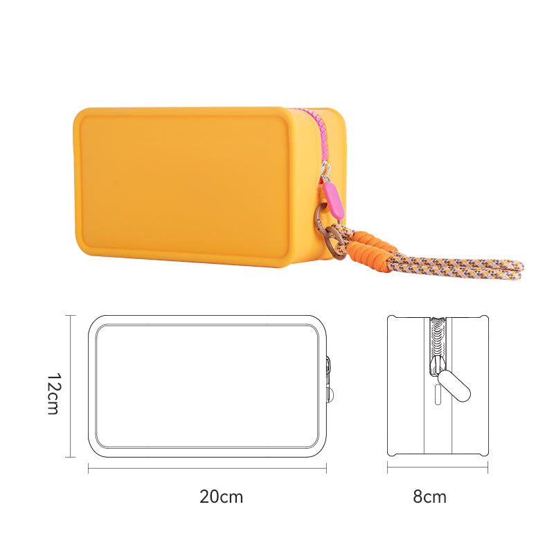 JORDAN&JUDY Trousse de rangement maquillage portable à main en silicone Colorblock 20*12*8 cm Jaune 1 pc