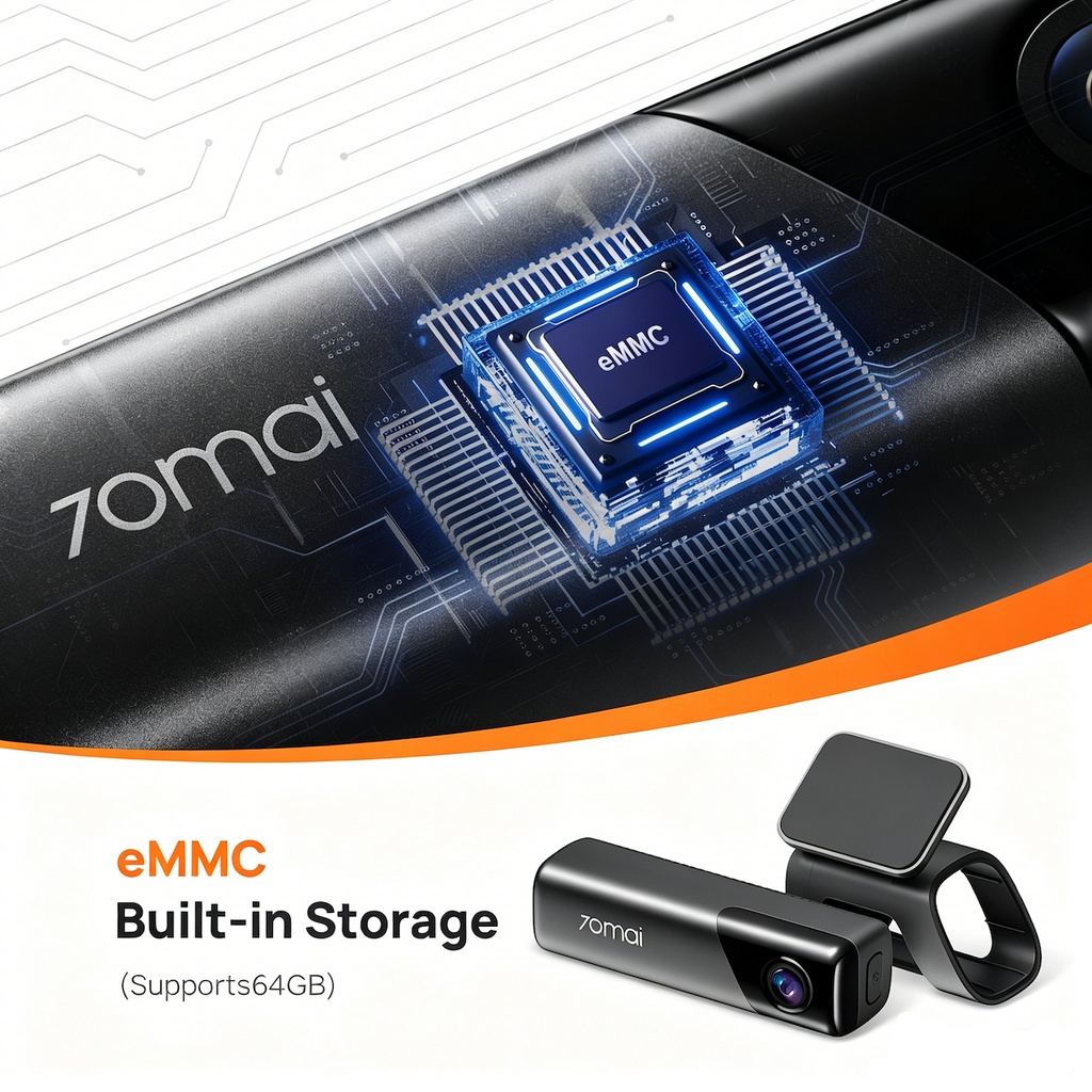 70mai Caméra embarquée M500 Ultra HD 1944P Avec stockage eMMC 64 Go intégré, champ de vision ultra-large 170°, vision nocturne HDR, GPS intégré et suivi d'itinéraire, ADAS