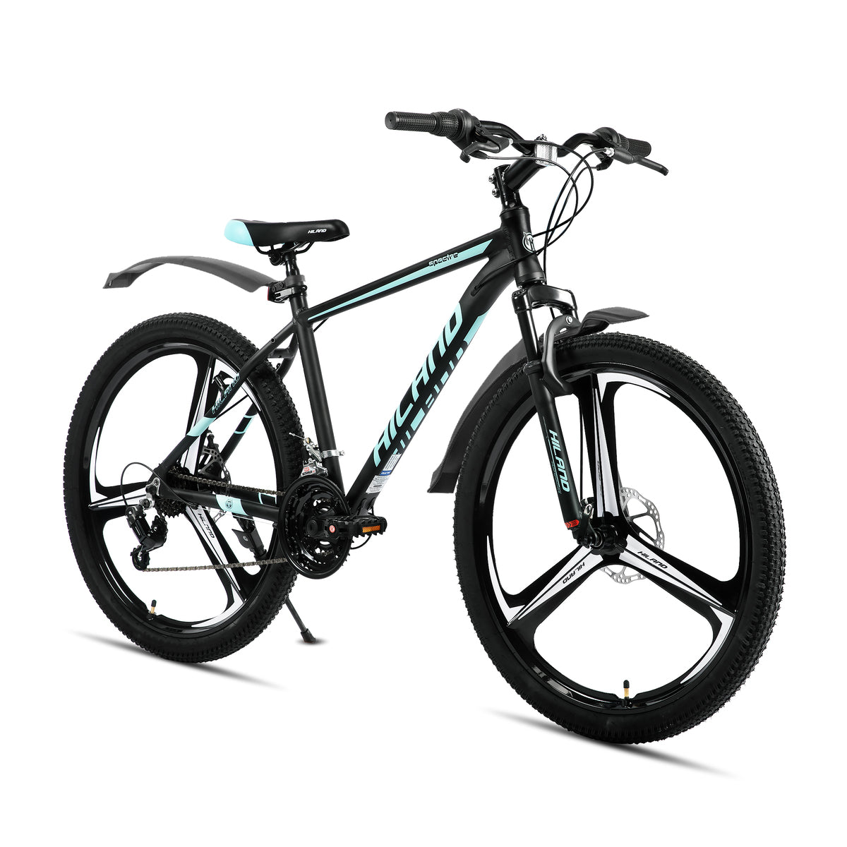 Hiland, H200 Plus, VTT 26 pouces avec cadre en alliage d’aluminium, freins à disque doubles, 18 vitesses, suspension avant, pour hommes et femmes, noir