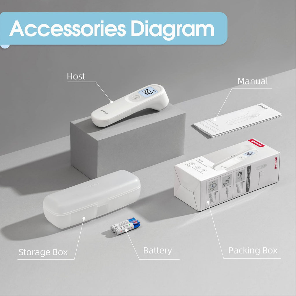 yuwell Thermomètre frontal pour adultes et enfants | Qualité médicale, thermomètre numérique sans contact, adapté aux bébés | Mesure en 1 s, alerte de température élevée, grand écran