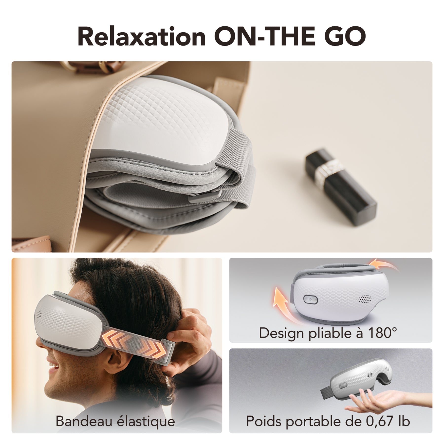 SKG ES300 Masseur oculaire Massage chauffant par coussin d'air - léger, douillet et merveilleusement confortable Soulage la fatigue oculaire Cadeau pour l'être aimé