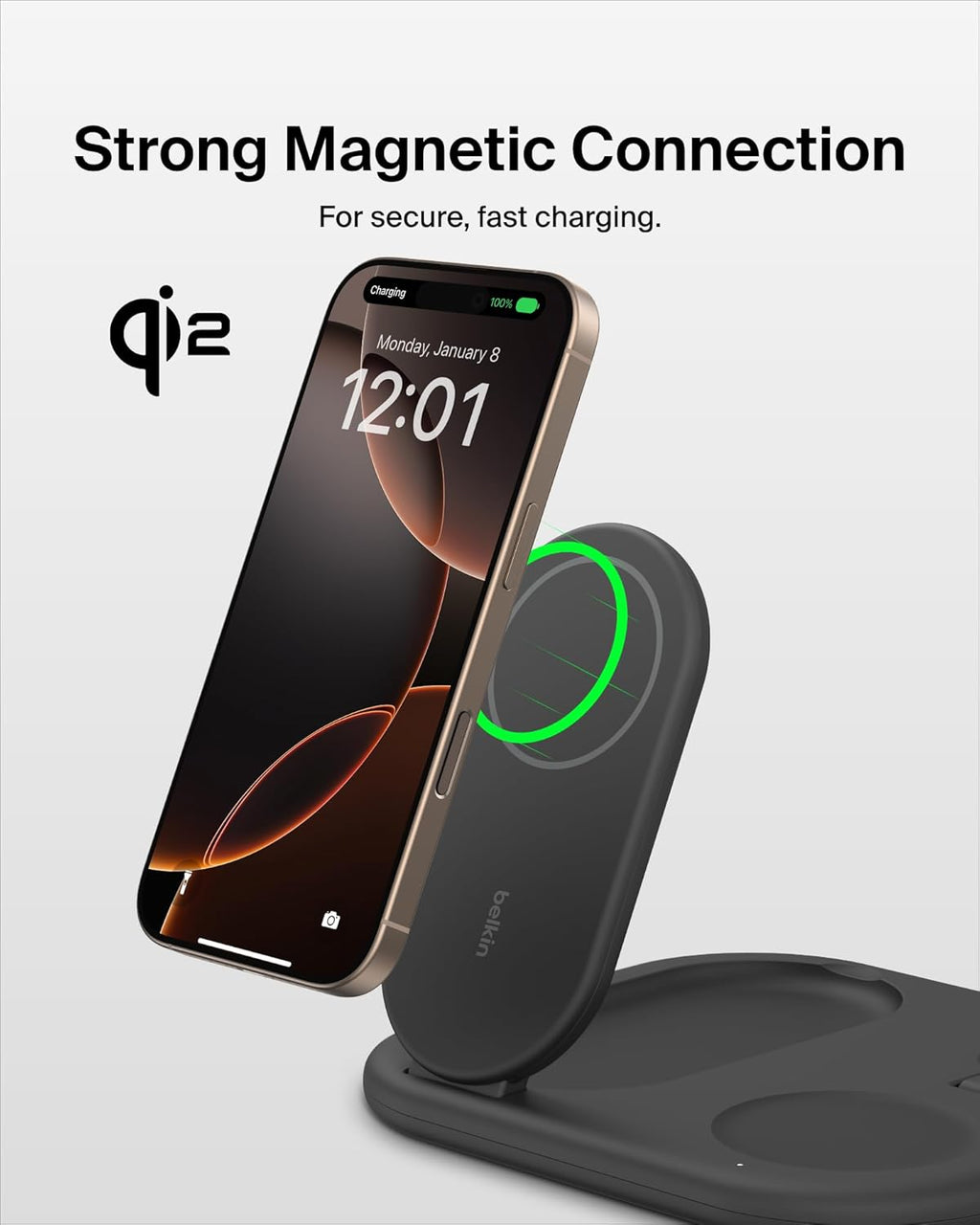 Belkin BOOST CHARGE station de charge sans fil Qi2 3-en-1, 15 W, noir