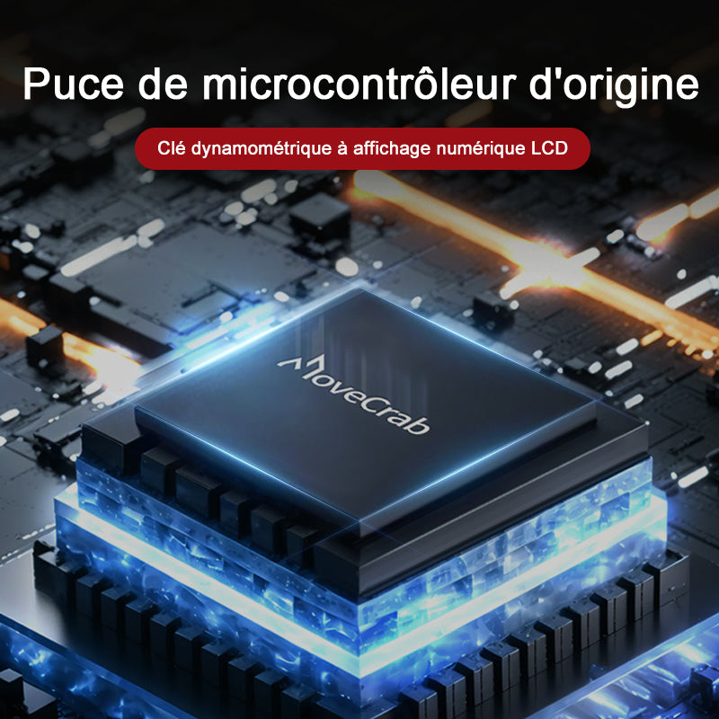 Clé dynamométrique numérique Movecrab, plage de 4,2 à 85 Nm, avec cliquet bidirectionnel, précision de ±2 %, alerte par vibration et voyant LED.