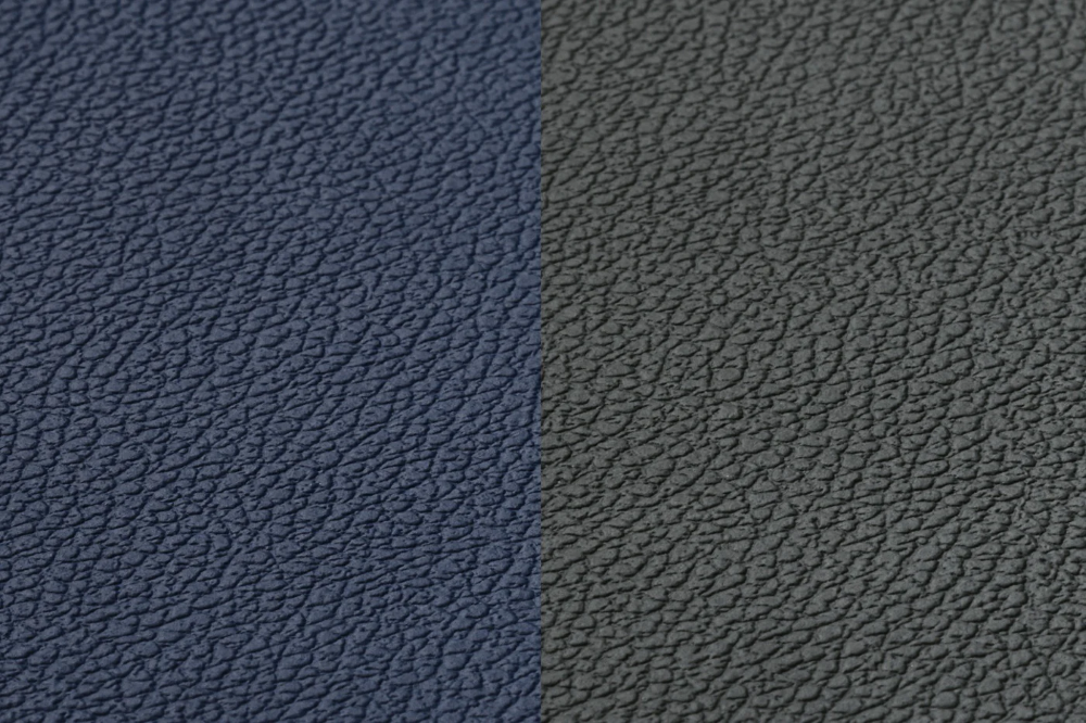 BJÖRN Lot de 6 sets de table rectangulaires réversibles en cuir recyclé - Bleu nuit et gris anthracite