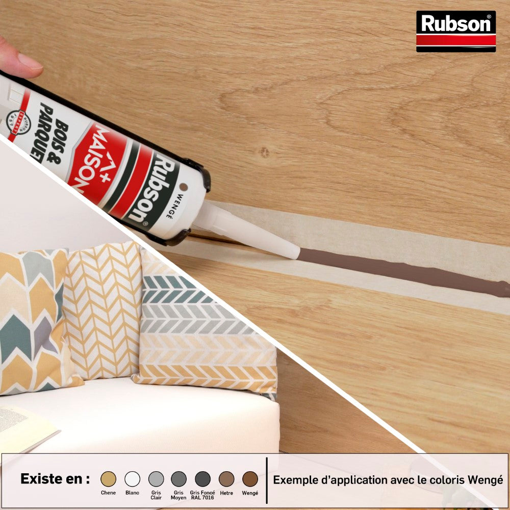 Henkel Rubson | Mastic Maison Bois & Parquet Chêne (cartouche de 280 ml) – Mastic acrylique pour tous supports bois et maçonnerie – Joints pour intérieur et extérieur abrité