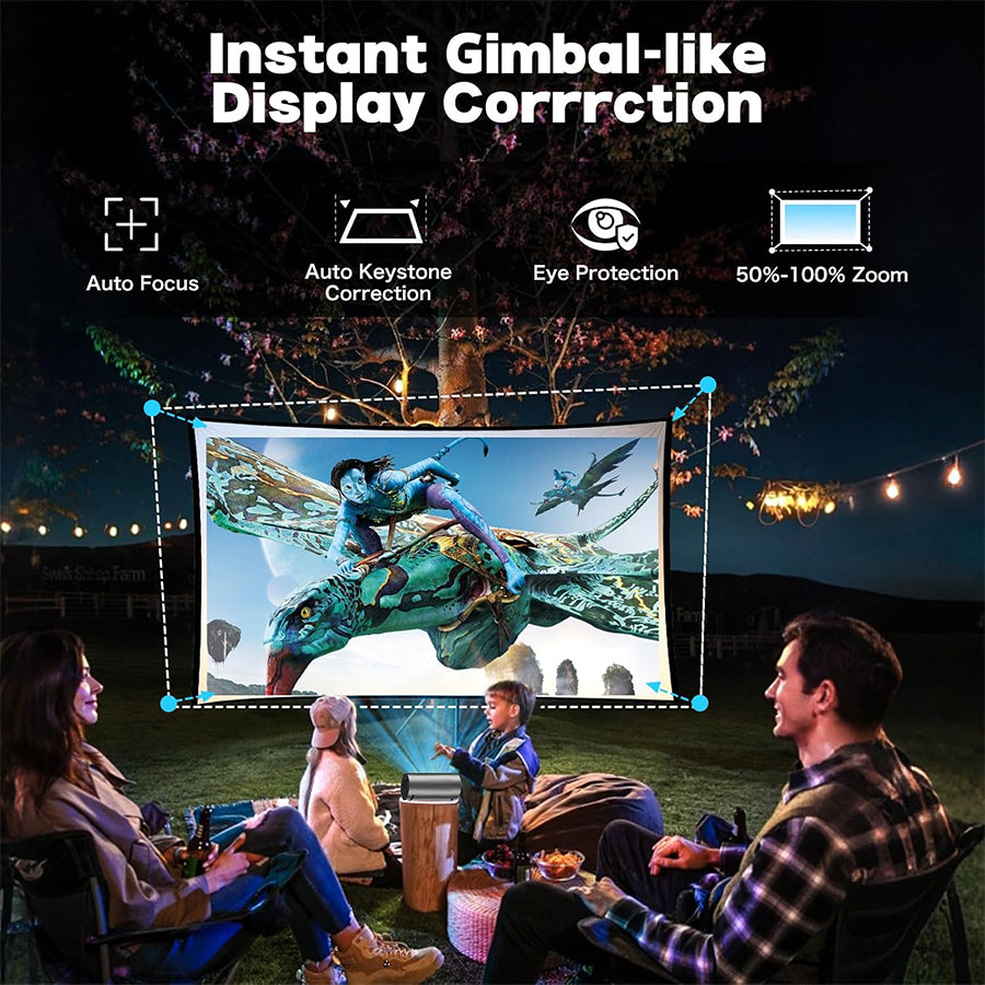 XBJ Mini projecteur d’extérieur portable ultraléger intelligent 1080P | Décodage 4K, fonctionne avec batterie externe (vendue séparément), 8000 lumens, son Dolby Digital 8 W