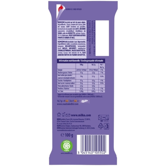 MILKA tablette lait alpin 3x100g