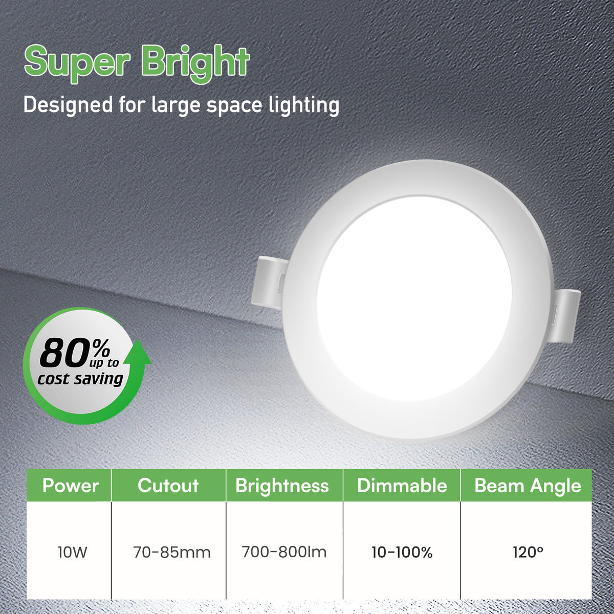 Lot de 6 Spots Encastrables LED Dimmables, 230 V, 10 W, IP65, Blanc Chaud/Neutre/Froid, pour Salle de Bain et Cuisine, Classe Énergétique D