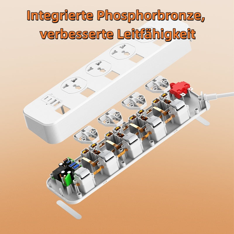 LDNIO Multiprise universelle avec interrupteur indépendant, 4 prises universelles, 2 x USB-A, 1 x Type-C, 1 x USB-C PD 20 W (5 V 3 A 20 W), 5 interrupteurs de sécurité indépendants