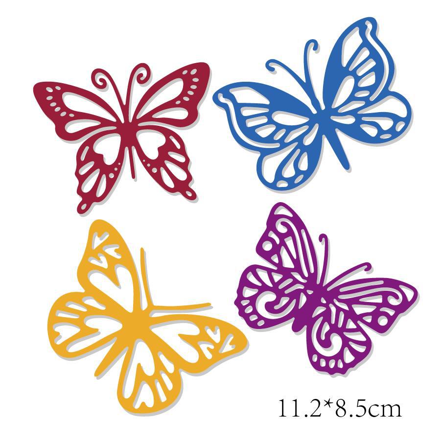 Creative pour papillon dies de découpe en métal gabarit scrapbooking outil de gaufrage cartes en papier album décoration, quatre papillons