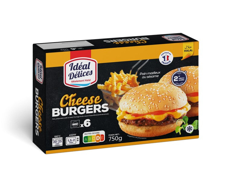 IDEAL DELICES Cheeseburger Halal - 750 g / 6 pièces