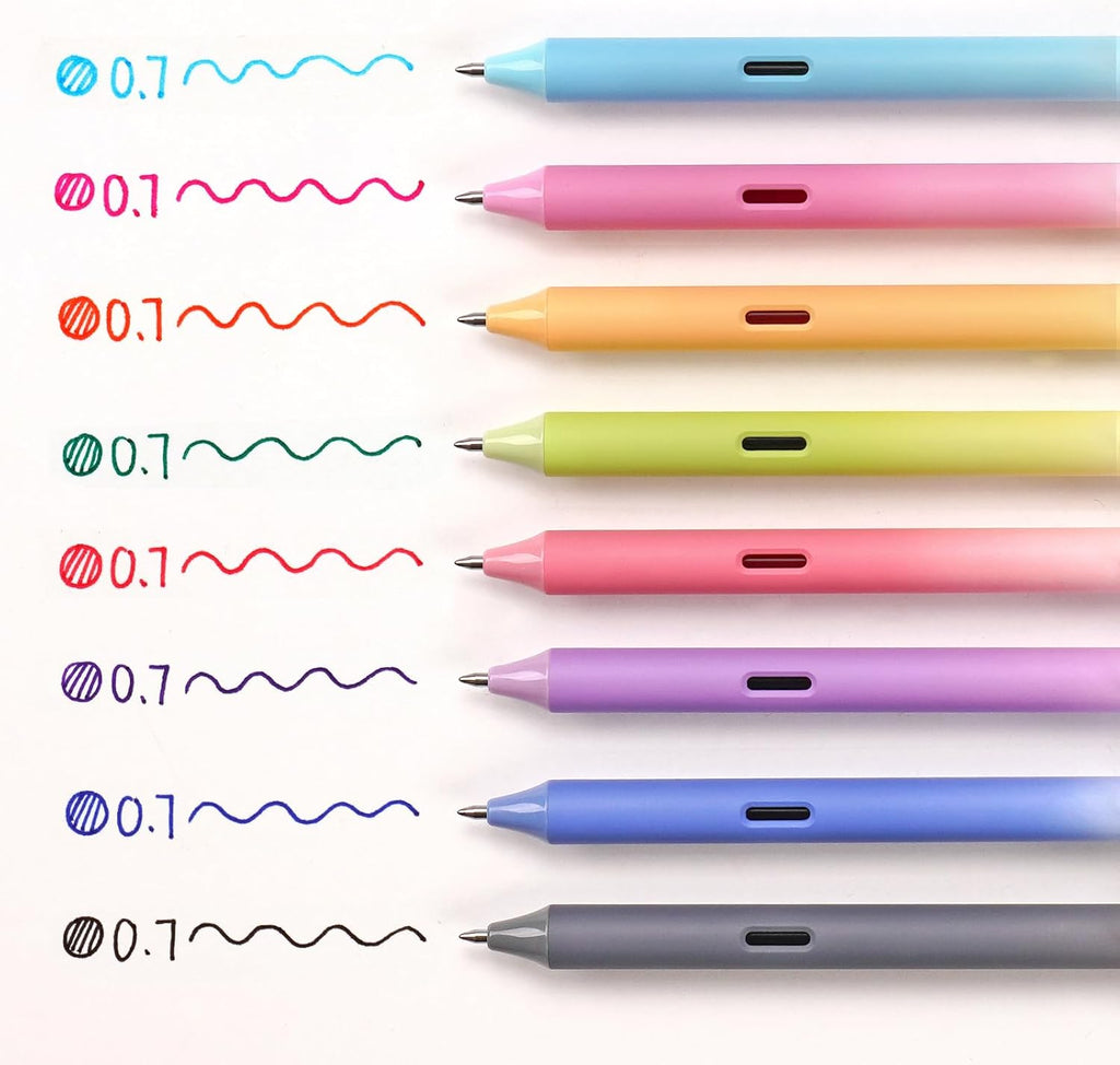 WRITECH Fine Point Lot de 8 stylos rétractables à encre gel multicolores - 0,7 mm