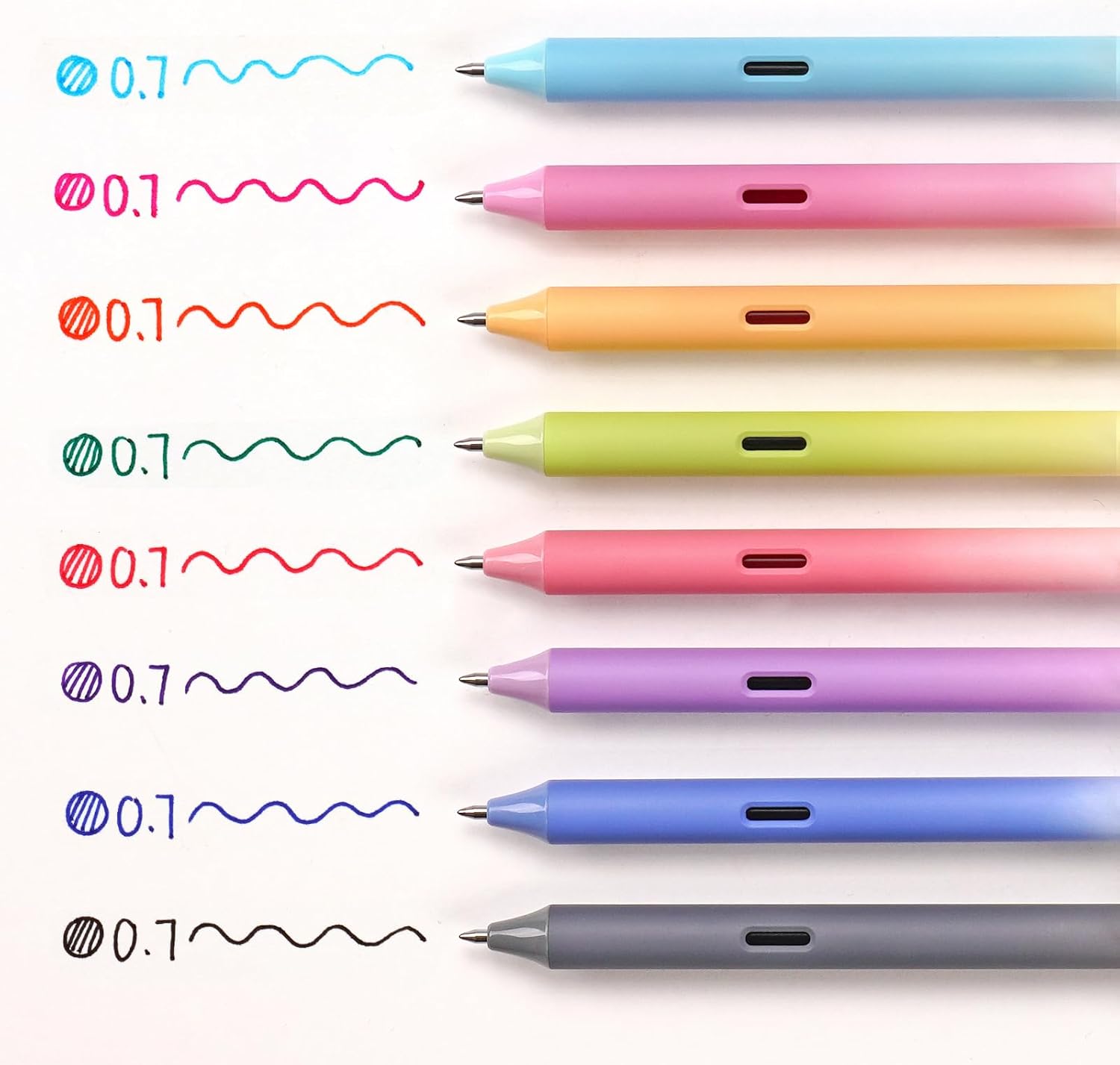 WRITECH Fine Point Lot de 8 stylos rétractables à encre gel multicolores - 0,7 mm