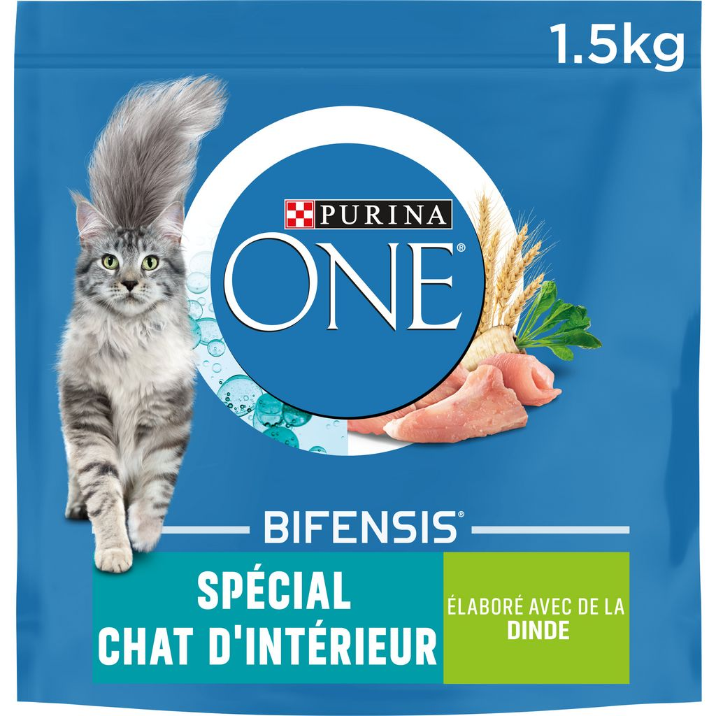 Purina One Bifensis Aliment pour chat adulte d'intérieur à la dinde - 1,5 kg