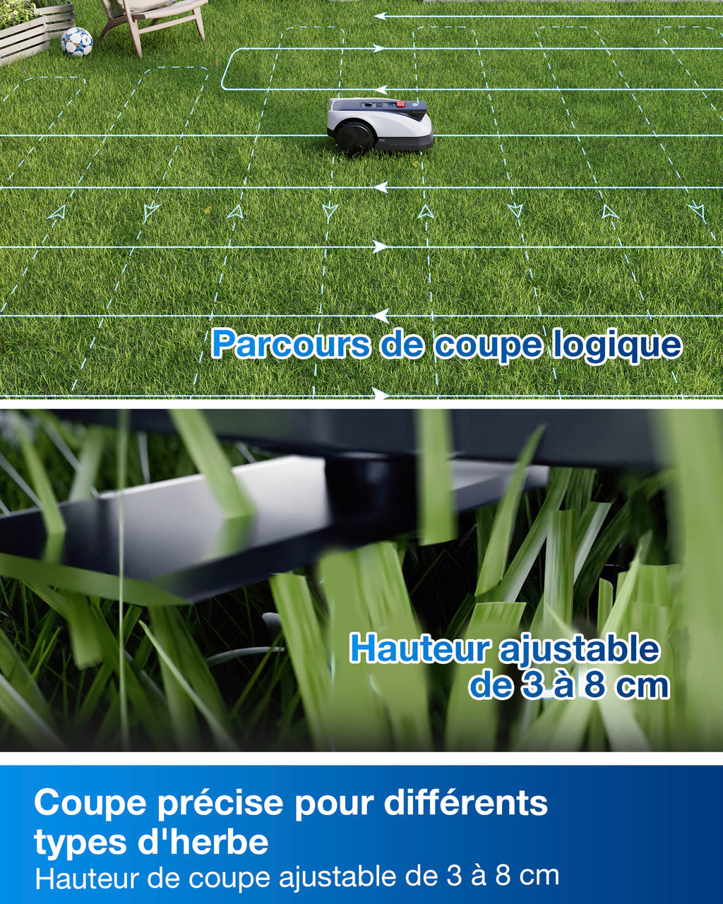 ECOVACS GOAT O800 Kit d'entretien pour robot tondeuse, sans fil, navigation RTK + vision assistée par LiDAR, cartographie automatique, tonte précise des bordures, pour pelouses jusqu'à 800 m²