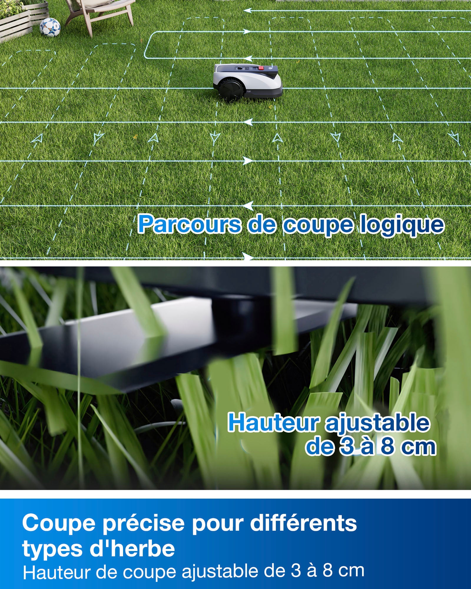 ECOVACS GOAT O800 Kit d'entretien pour robot tondeuse, sans fil, navigation RTK + vision assistée par LiDAR, cartographie automatique, tonte précise des bordures, pour pelouses jusqu'à 800 m²