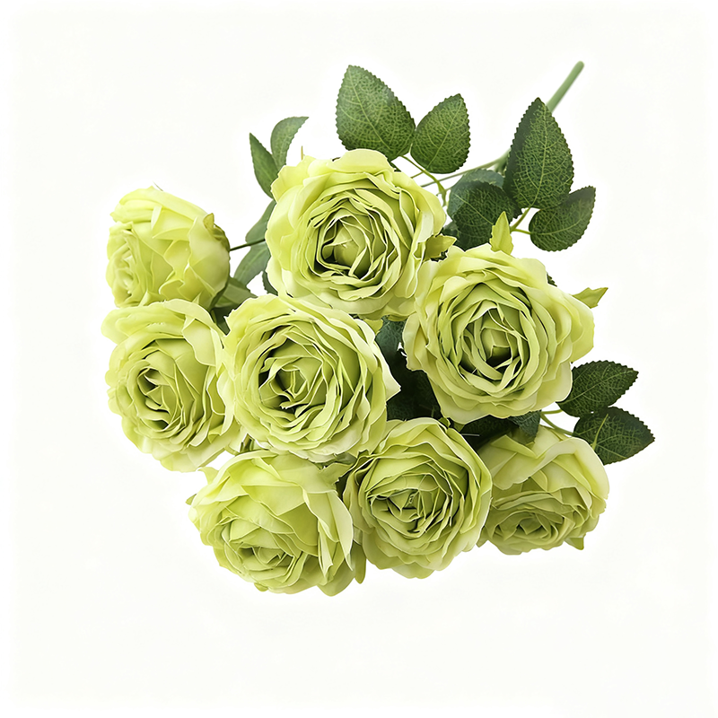 1 Pièce 18,89 in / 48 cm Bouquet de Fleurs de Roses Artificielles en Soie pour Maison Bureau Fêtes Mariée et Décoration de Mariage (Vert)