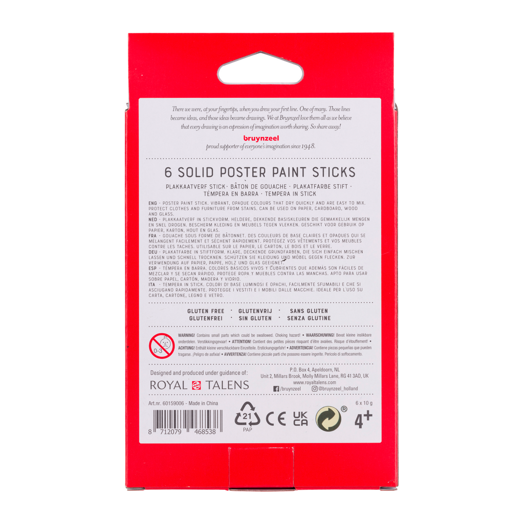 Bruynzeel Set de bâtons de gouache Basic | 6 couleurs