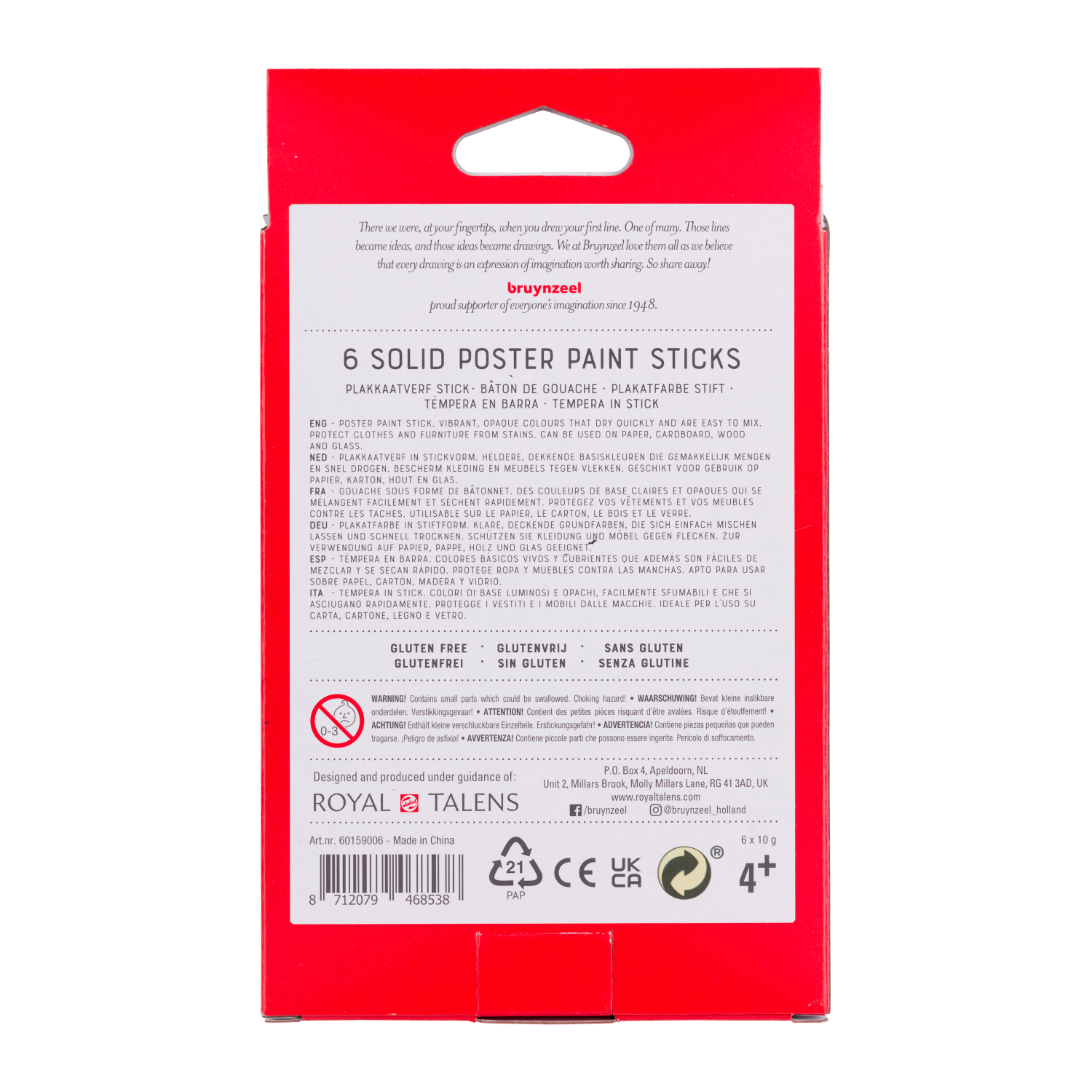 Bruynzeel Set de bâtons de gouache Basic | 6 couleurs