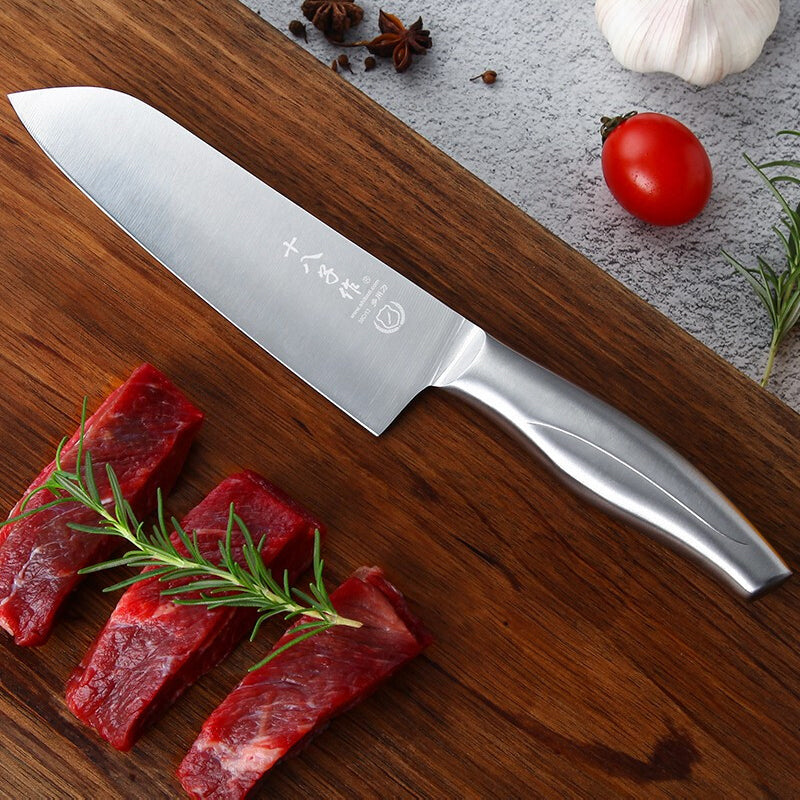 SHI BA ZI ZUO Couteau de cuisine polyvalent tranchant en acier inoxydable à manche unique pour usage domestique