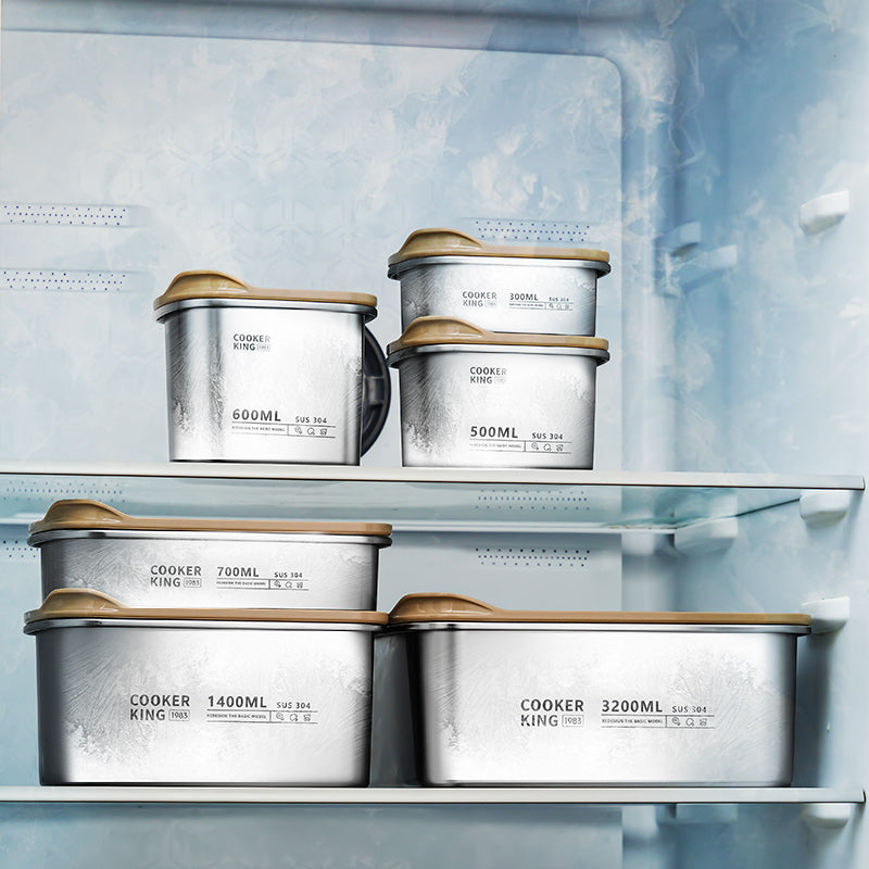 COOKER KING Boîte de conservation alimentaire - Boîte bento - Acier inoxydable - 4 pièces