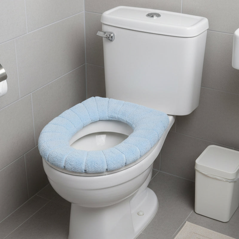 JORDAN&JUDY Lot de 3 couvre-sièges WC en peluche tricotée, amovibles et lavables, pour la maison, Gris + Bleu + Rose