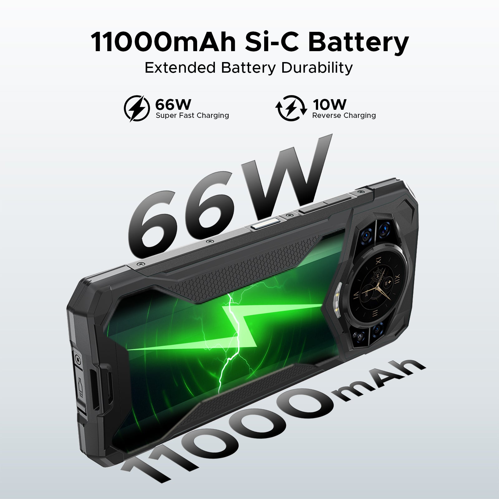 DOOGEE S200 Plus Smartphone Rugged 5G, Dimensity 7300, (16 Go+20 Go)+512 Go avec Écran Arrière Dynamique 1,32" Android 15 Téléphone Rugged, 10100 mAh, Caméra Vision Nocturne 100 MP+20 MP, 6,72", 120 Hz, NFC, Gemini AI Double SIM