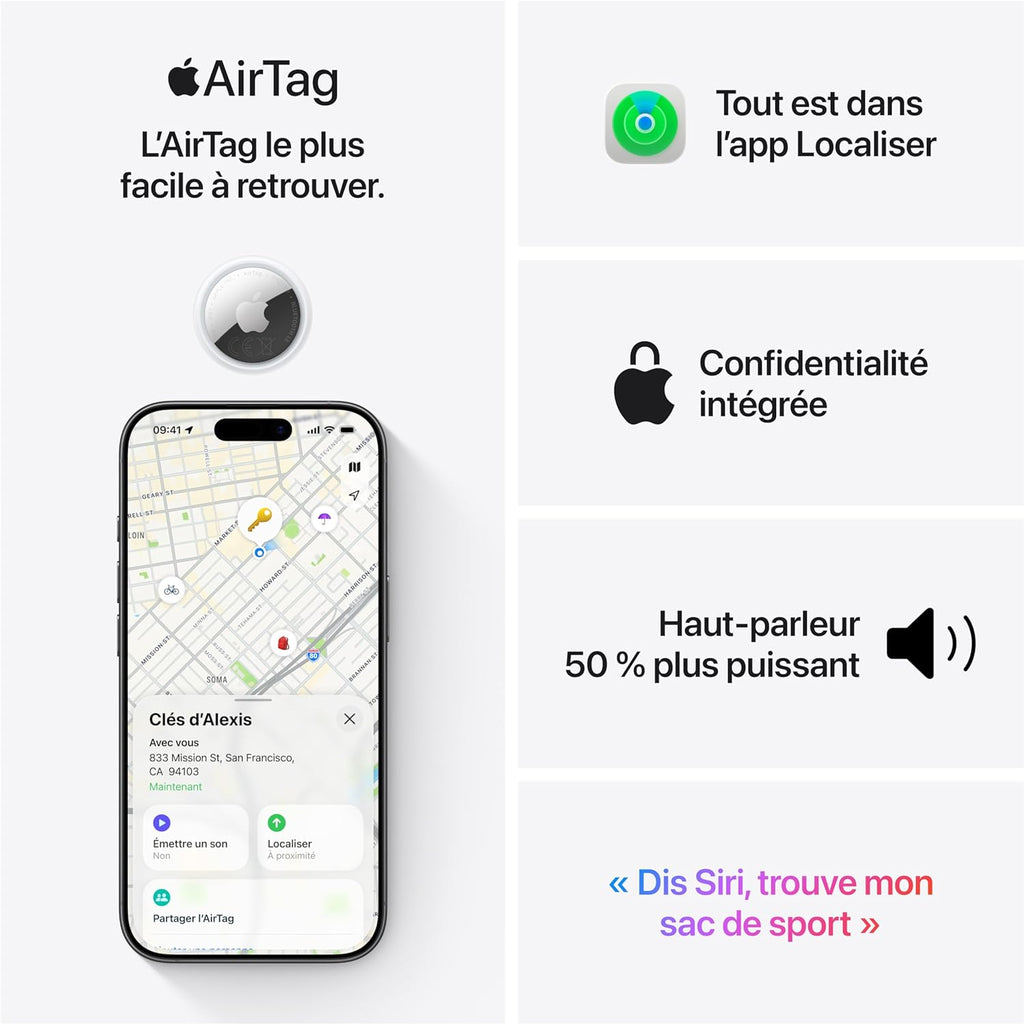 Apple AirTags Traceurs anti-perte, Lot de 4