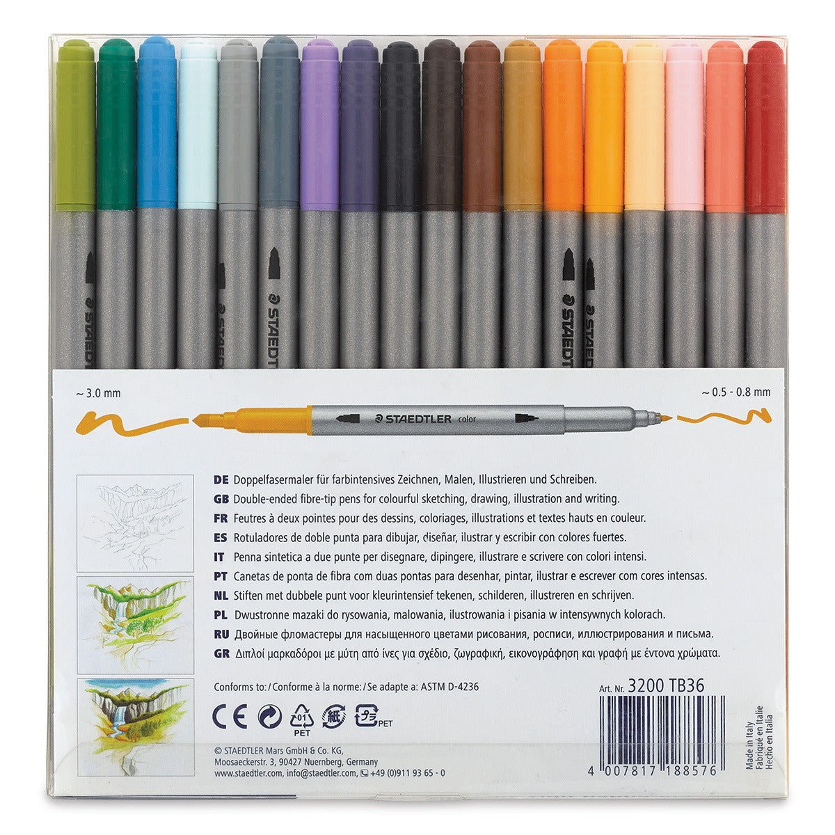 STAEDTLER Design Journey Marqueurs à double extrémité en fibre - 36 Couleurs