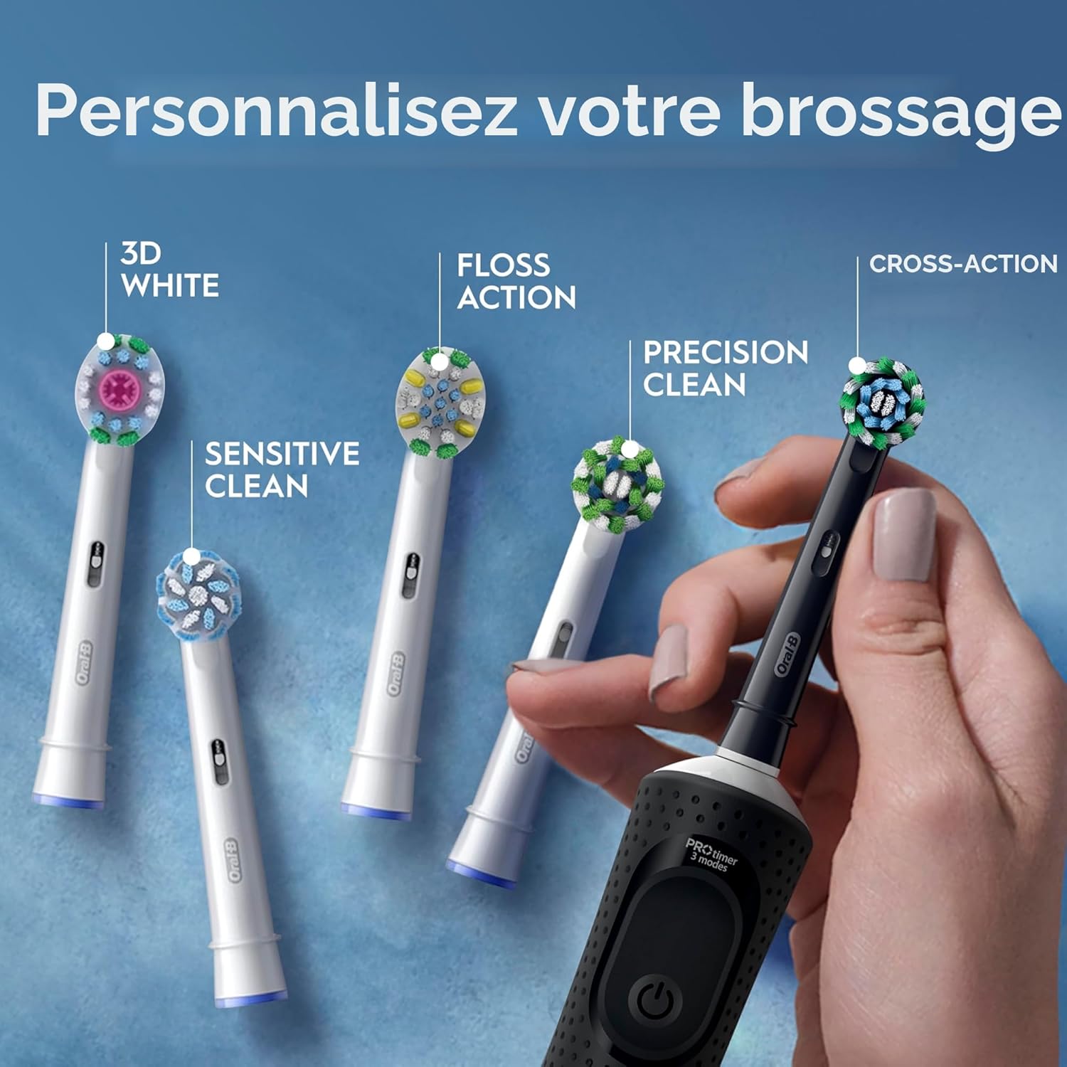Oral-B Vitality Pro D103 Duo Pack - Brosses à Dents Électriques Rechargeables - Noir & Bleu - 3 Modes de Brossage