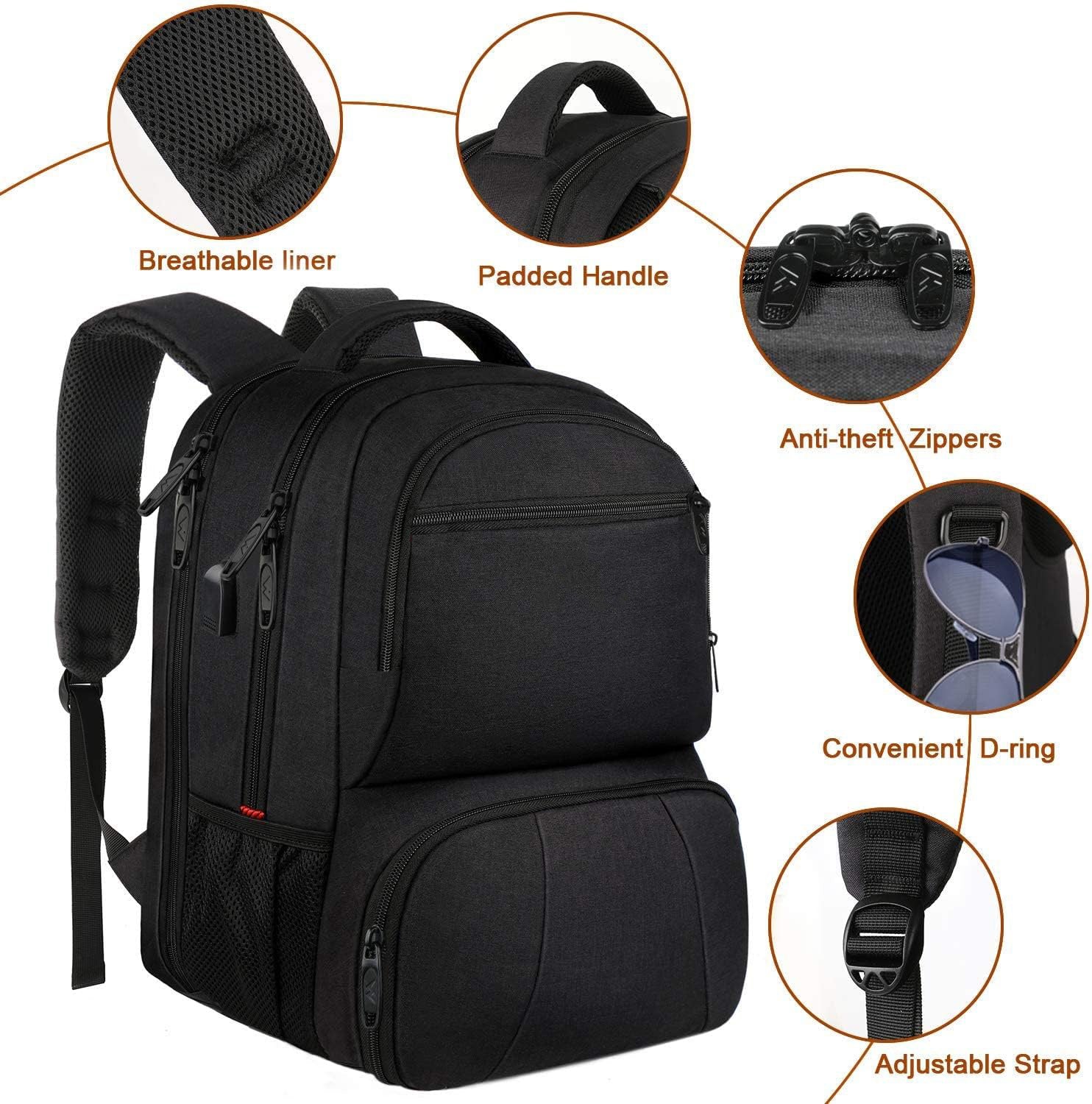Sac à dos isotherme repas 17 pouces 40 L avec port de charge USB Compartiment ordinateur portable résistant à l'eau